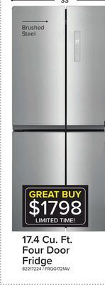 Leon's Frigidaire brushed steel 4 door refrigerator (17.4 cu. ft) - frqg1721av offer