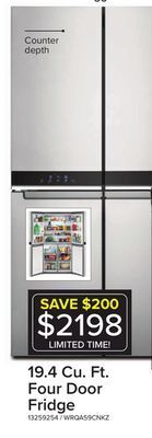 Leon's Whirlpool fingerprint resistant metallic steel french 4 door refrigerator (19.4 cu.ft.) - wrqa59cnkz offer