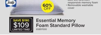 Leon's Sealy essential memory foam pillow offer