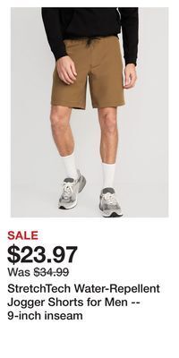 Old Navy Stretchtech water-repellent jogger shorts for men -- 9-inch inseam offer