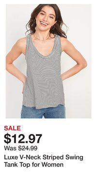 Old Navy Luxe v-neck striped swing tank top for women offer