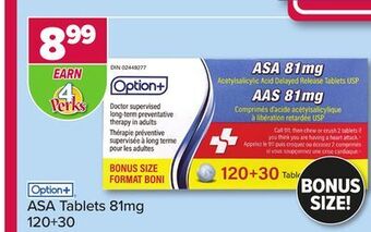PharmaChoice Option+ asa tablets offer