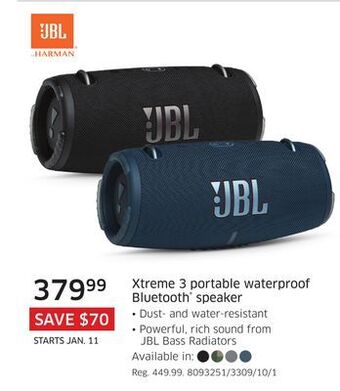 The Source Jbl xtreme 3 portable waterproof bluetooth speaker offer