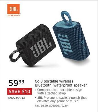 The Source Jbl go 3 portable wireless bluetooth waterproof speaker offer