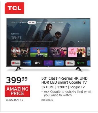 The Source Tcl 50" class 4-series 4k uhd hdr led smart google tv offer