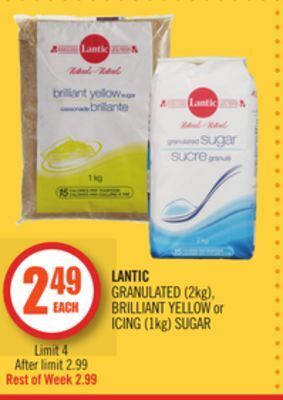 Shoppers Drug Mart Lantic granulated (2kg), brilliant yellow or icing (1kg) sugar offer