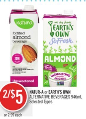 Shoppers Drug Mart Natur-a or earth's own alternative beverages offer