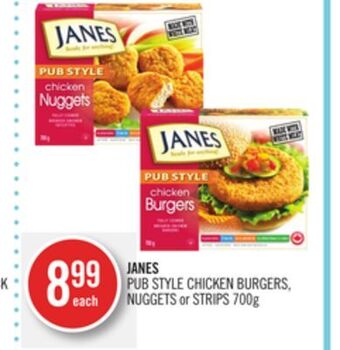 Shoppers Drug Mart Janes pub style chicken burgers, nuggets or strips offer