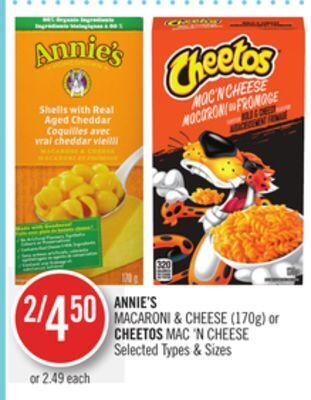 Shoppers Drug Mart Annie's macaroni & cheese (170g) or cheetos mac 'n cheese offer