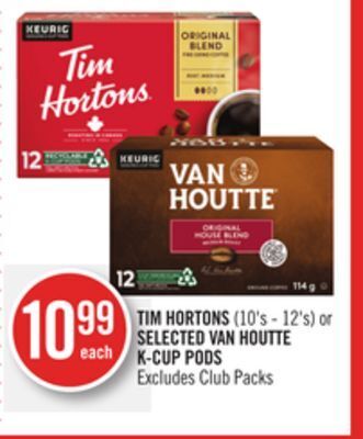 Shoppers Drug Mart Tim hortons (10's - 12's) or selected van houtte k-cup pods offer