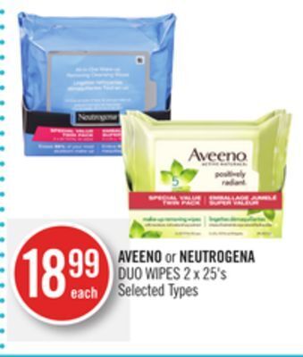 Shoppers Drug Mart Aveeno or neutrogena duo wipes offer