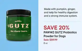 Petvalu Pawwz gutz probiotics powder for dogs offer
