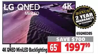 2001 Audio Video Lg qned 4k backlighting 65" offer