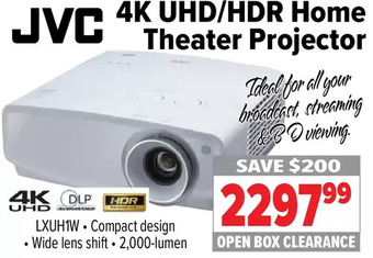 2001 Audio Video Jvc 4k uhd/hdr home theater projector offer