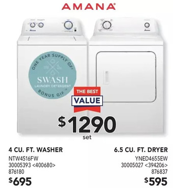 Lowe's Amana 4 cu. ft. washer | 6.5 cu. ft. dryer offer