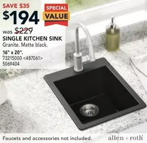 Lowe's Allen + roth single kitchen sink offer