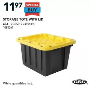Lowe's Gsc storage tote with lid offer