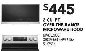 Lowe's 2 cu. ft. over-the-range microwave hood offer