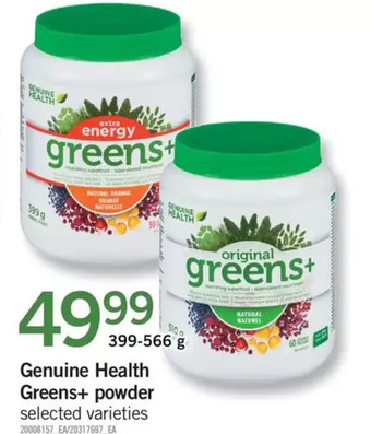Fortinos Genuine health greens+ powder offer