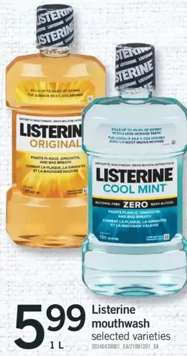Fortinos Listerine mouthwash offer