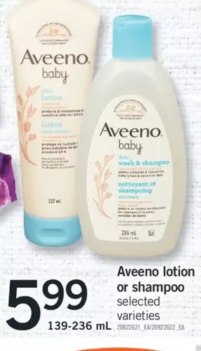 Fortinos Aveeno lotion or shampoo offer