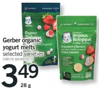 Fortinos Gerber organic yogurt melts offer