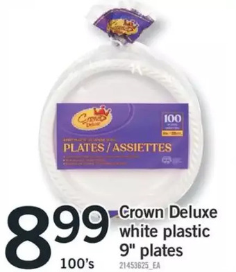 Fortinos Crown deluxe white plastic 9" plates offer