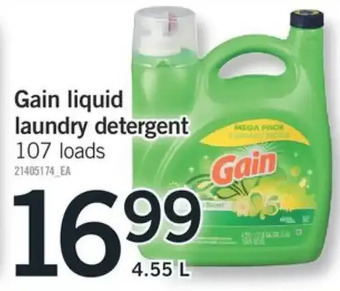 Fortinos Gain liquid laundry detergent offer