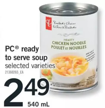 Fortinos Pc ready to serve soup offer