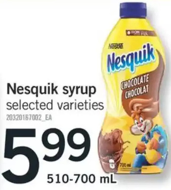 Fortinos Nesquik syrup offer