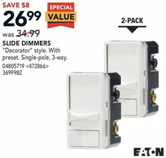 RONA Eaton slide dimmers offer