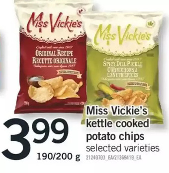 Fortinos Miss vickie's kettle cooked potato chips offer