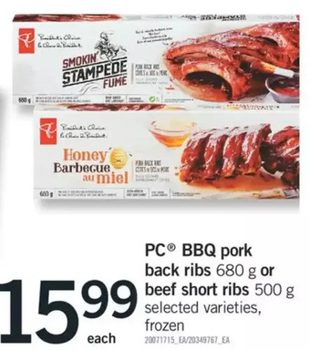 Fortinos Pc bbq pork back ribs or beef short ribs offer