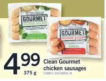 Fortinos Clean gourmet chicken sausages offer