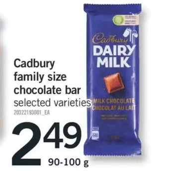 Fortinos Cadbury family size chocolate bar offer