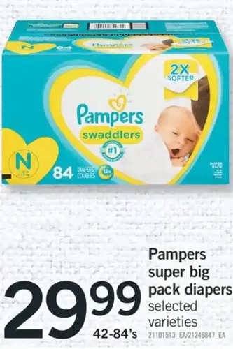 Fortinos Pampers super big pack diapers offer
