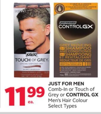 Rexall Just for men comb-in or touch of grey or control gx men's hair colour offer