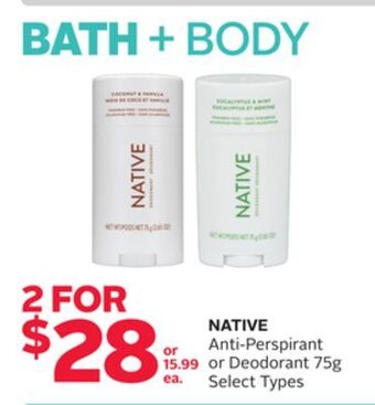 Rexall Native anti-perspirant or deodorant offer