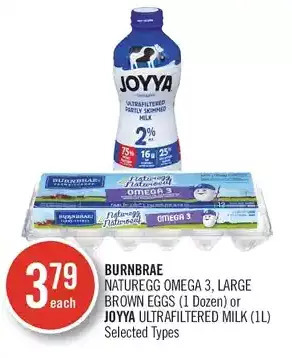 Shoppers Drug Mart Burnbrae naturegg omega 3, large brown eggs or joyya ultrafiltered milk offer