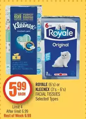 Shoppers Drug Mart Royale or kleenex facial tissues offer