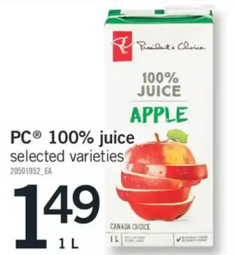 Fortinos Pc 100% juice offer
