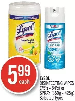 Shoppers Drug Mart Lysol disinfecting wipes or spray offer