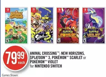 Shoppers Drug Mart Animal crossing: new horizons, splatoon 3, pokémon scarlet or pokémon violet for nintendo switch offer