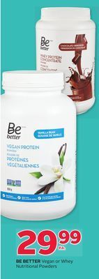 Rexall Be better vegan or whey nutritional powders offer