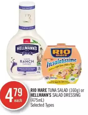 Shoppers Drug Mart Rio mare tuna salad or hellmann's salad dressing offer