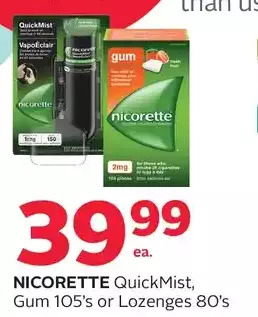 Rexall Nicorette quickmist, gum or lozenges offer