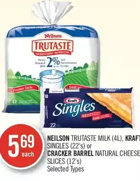 Shoppers Drug Mart Neilson trutaste milk, kraft singles or cracker barrel natural cheese slices offer