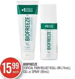 Shoppers Drug Mart Biofreeze topical pain relief roll-on offer