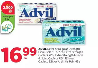 Rexall Advil extra or regular strength liqui-gels, extra strength caplets, extra strength muscle & joint caplets, 12 hour caplets or offer