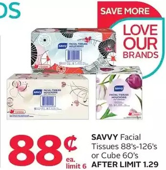 Rexall Savvy facial tissues or cube offer